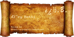 Őry Betti névjegykártya